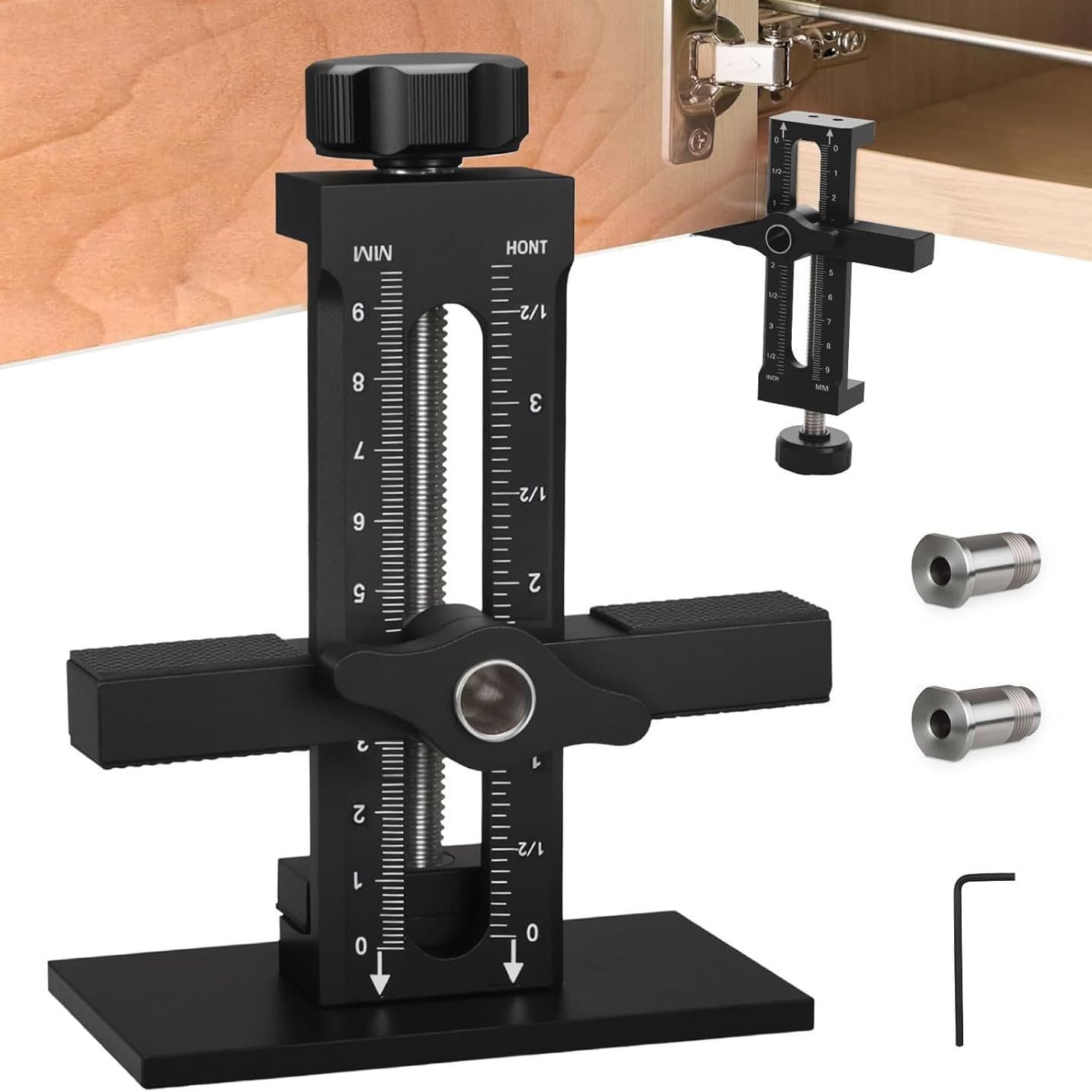 Upgraded 3-in-1 Cabinet Door Mounting Clamp, Adjustable Cabinet Door Mounting Positioning Clamp with Base