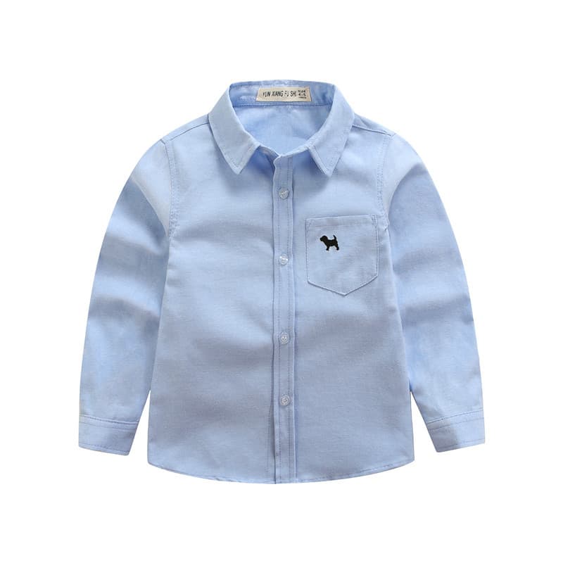 Children's Long Sleeve Shirt with Lapel, Cartoon Print, Casual School Wear for Ages 3-14