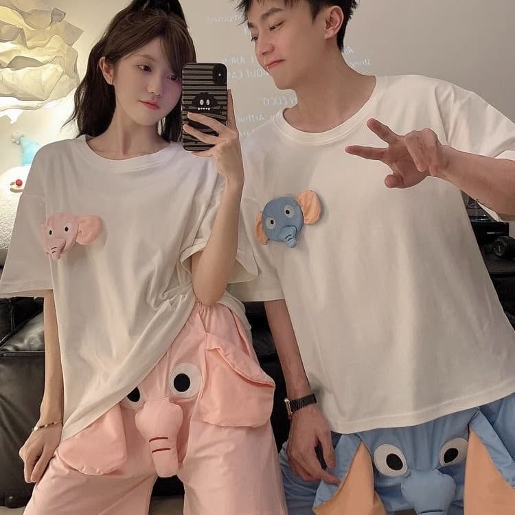 Squeaky Elephant Shorts Pajama Bottoms for Men Summer Cute Funny Loose Sleepwear Home Suit Casual Pants