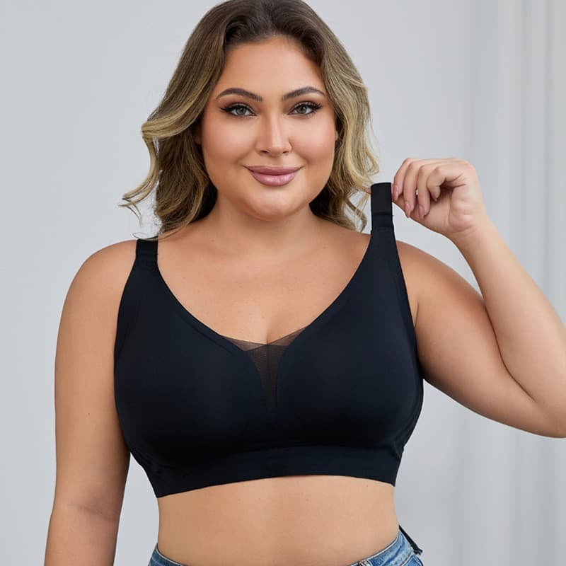 European and American Large Size Cross-Border Lingerie for Women, Wire-Free Semi-Fixed Bra, Amazon Export Plus Size Push-Up Bra