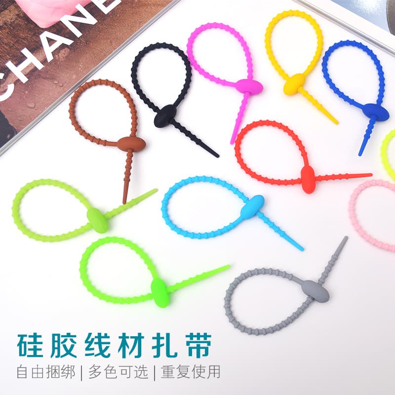 Silicone Cable Ties Data Cable Organizer Cord Wraps Wire Management Straps Home Use