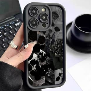 Multi-Bouquet Flowers Cross-Border Emery Step Sky Eye Black Groove Compatible with iPhone 15/16/17 Phone Case