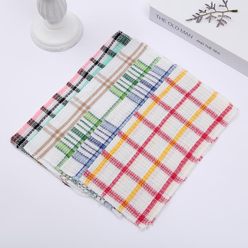 Cross-border Amazon double-sided dishwashing cloth, kitchen supplies, household cleaning rag, non-shedding checkered cleaning cloth