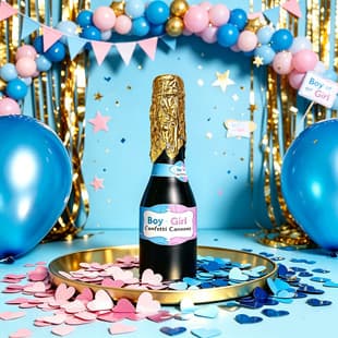 Baby Gender Reveal Confetti Cannon Mini Champagne Bottle Confetti Cannons Boy Girl Party Popper