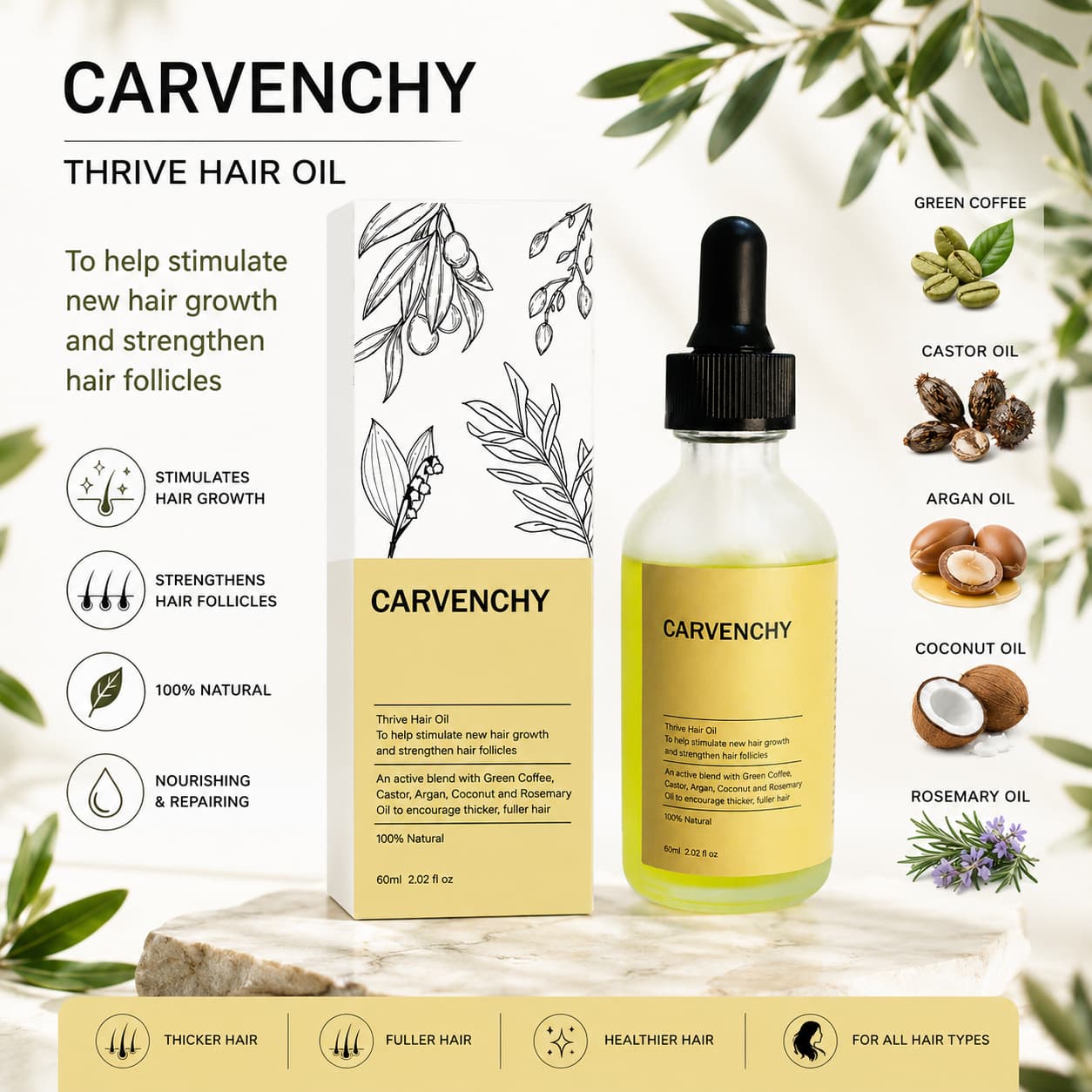 Cross-Border Hot-Selling Hair Care Oil, Repairs Hair Texture, Smooths Hair Strands, Anti-Frizz, Castor Oil and Rosemary Hair Care Oil