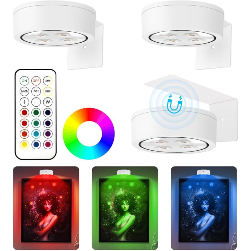 Cross-border LED Night Light 3-Color Variable RGB Painting Light Smart Magnetic Charging Wall Light Remote Control Cabinet Light RGB Light
