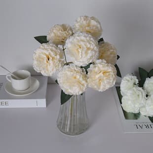 7-Head Bundle Artificial Carnation Single Stem Fake Flower Mother's Day Artificial Silk Flower Living Room Dining Table Home Decoration Flower Arrangement
