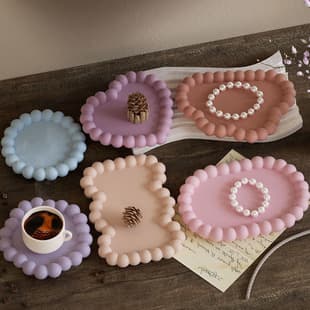 6 Bubble Coaster Molds - Heart, Oval, Cloud, Round Bubble Coaster Plaster Flower Pot Base Silicone Mold