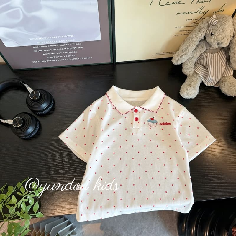 [Love Dots] 2026 Summer Girls T-shirt Short Sleeve Fully Printed Love Children’s Short Sleeve Parent-Child Wear Versatile
