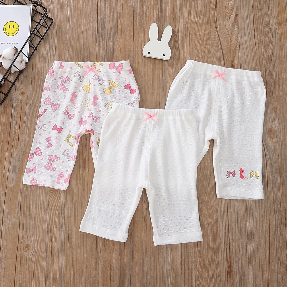 New Songyou Xisongwu Versatile Thin Jacquard Hollow Bowknot Summer Girls Children's Bottoming Capri Pants