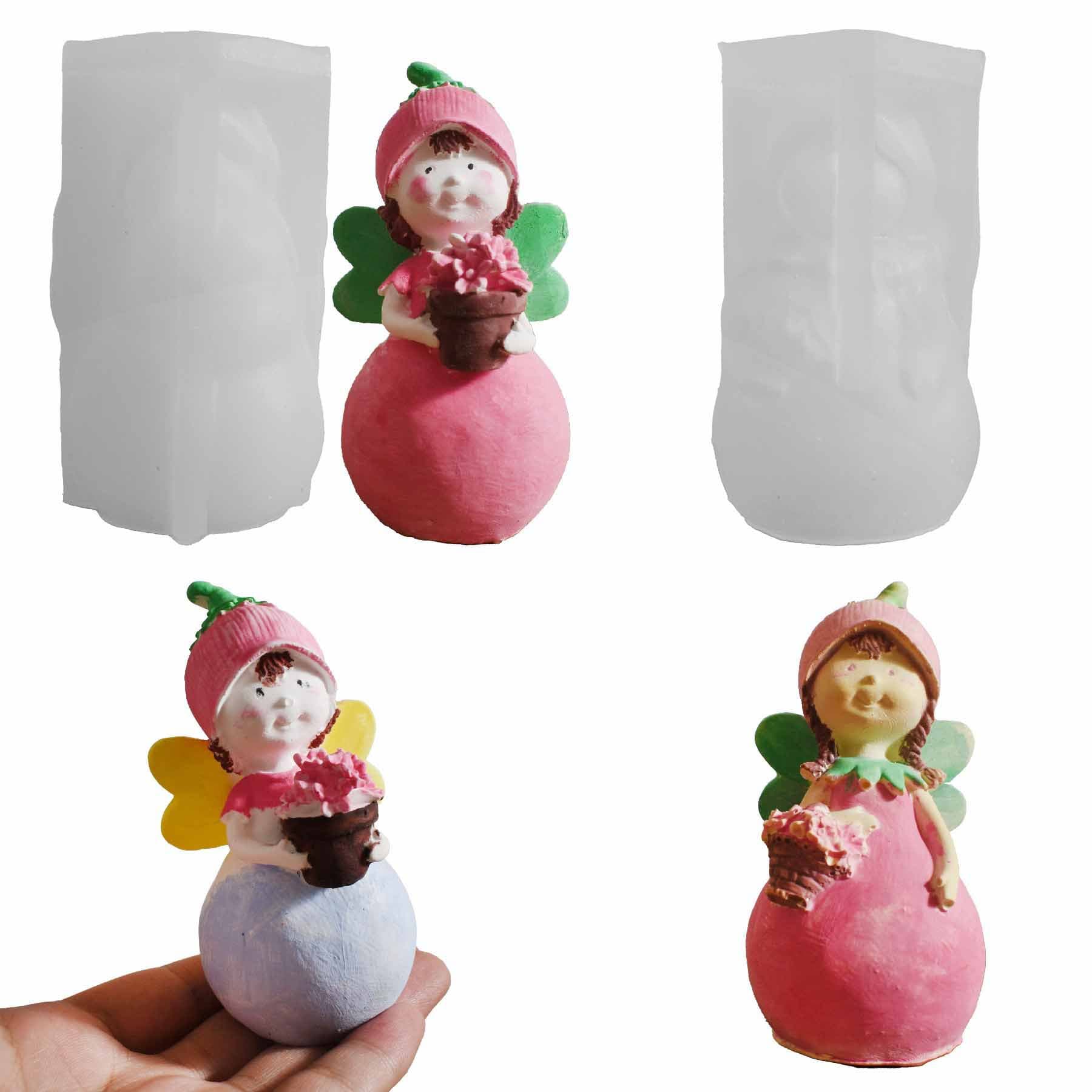 Garden Elf Flower Fairy Candle Silicone Mold, Cross-Border DIY Cute Chibi Little Angel Plaster Figurine Wholesale
