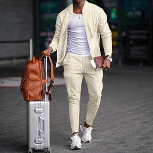 2024 New Cross-Border Amazon Men's Stand Collar Solid Baseball Jacket Casual Waffle Suit European American Autumn