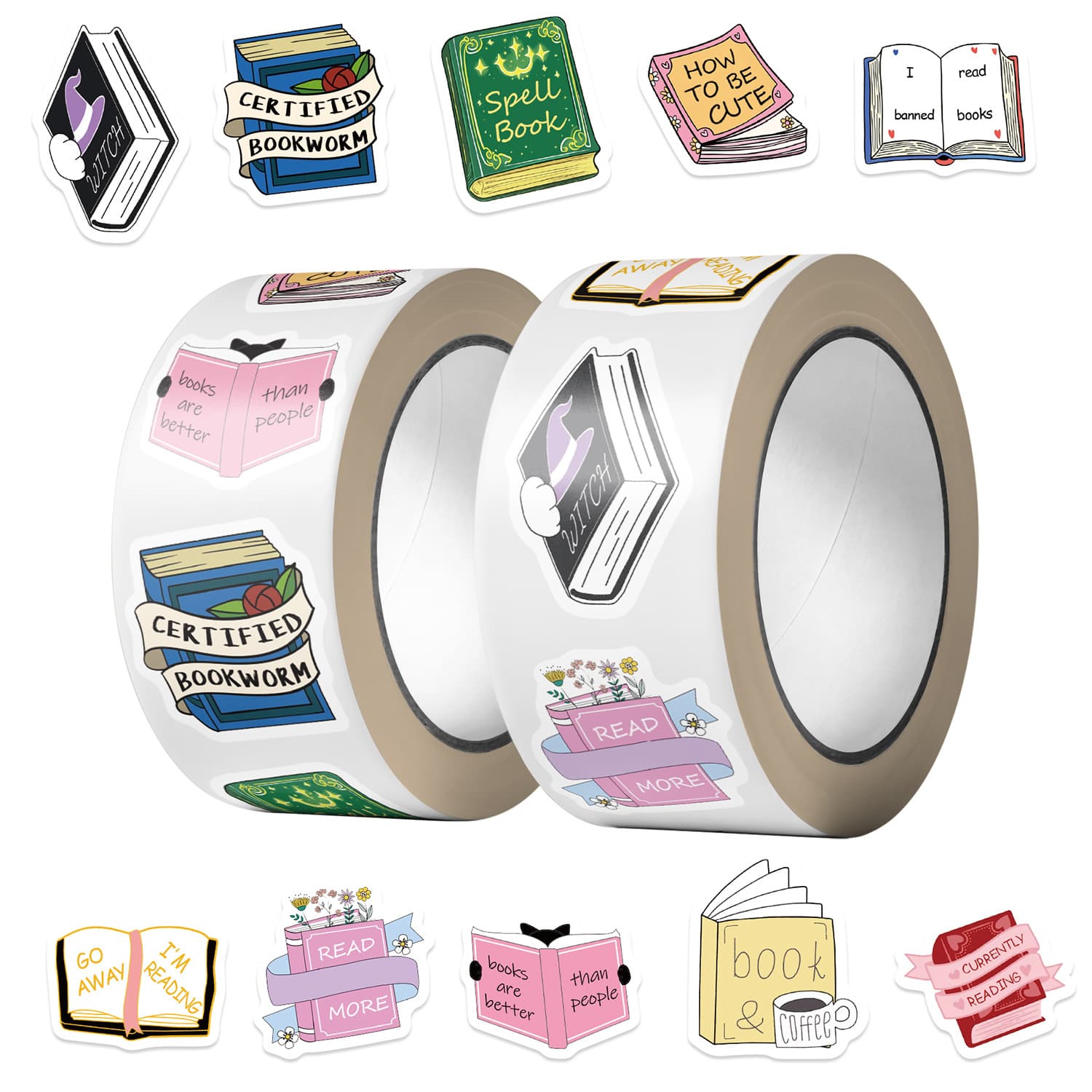 500 sheets/roll bookish roll stickers hand account material self-adhesive label paper bag gift envelope mouth sticker