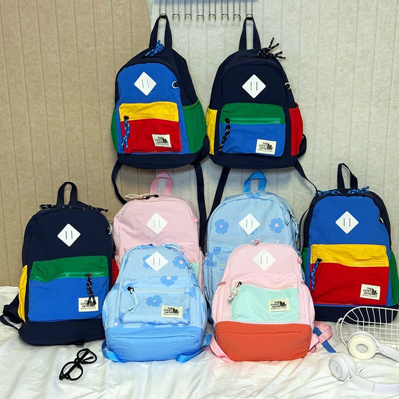 Personalized color matching new children's backpack lightweight printed contrasting letter backpack kindergarten school bag for children