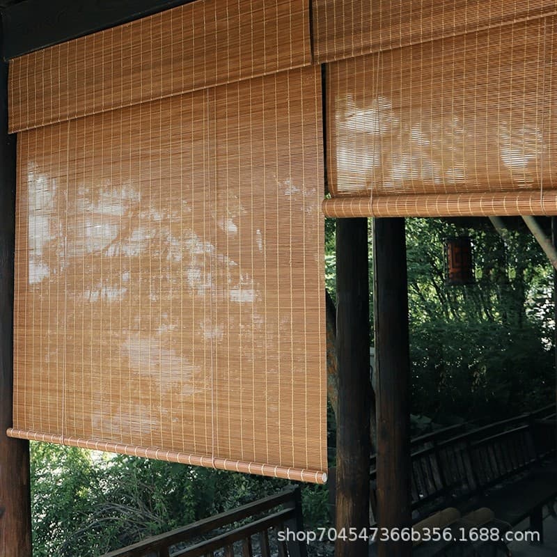 Bamboo curtain curtain engineering rolling curtain door curtain sunshade sun protection study balcony tea room shading roll-pull lifting bamboo curtain
