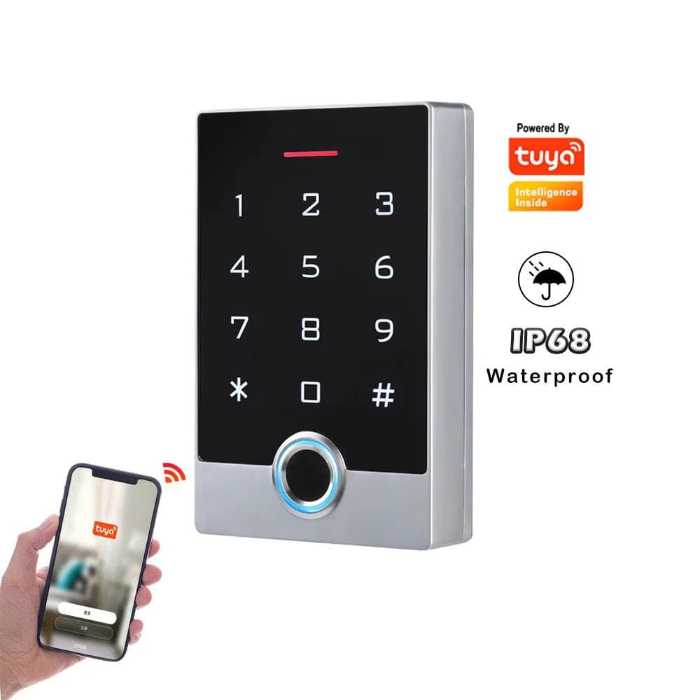Tuya WiFi IP68 Waterproof Keypad Touch Screen Fingerprint RFID Access Control Reader