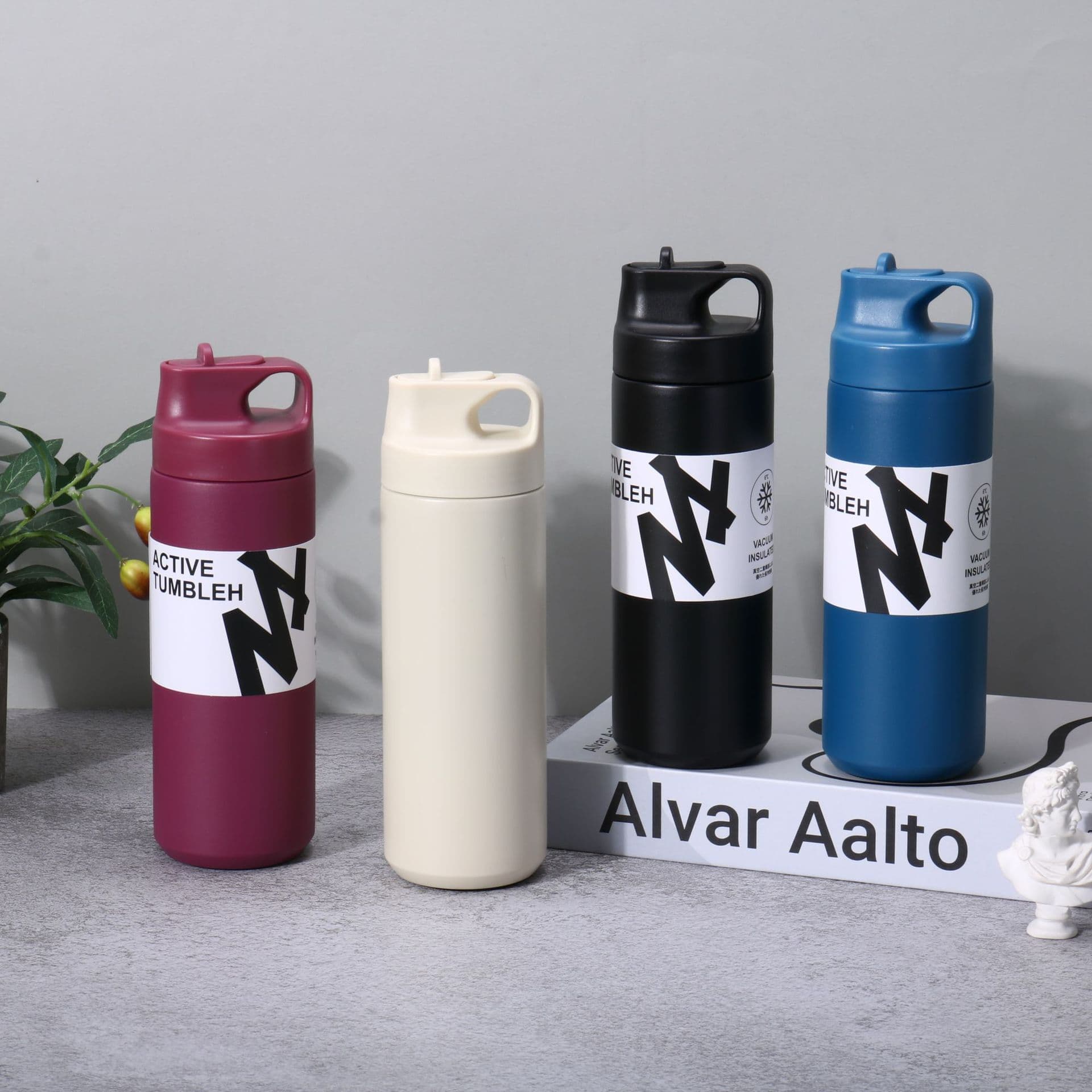 304 Stainless Steel Insulated Cup Japanese Harajuku Style Straw Cup Outdoor Sports Water Bottle Simple Element Cup