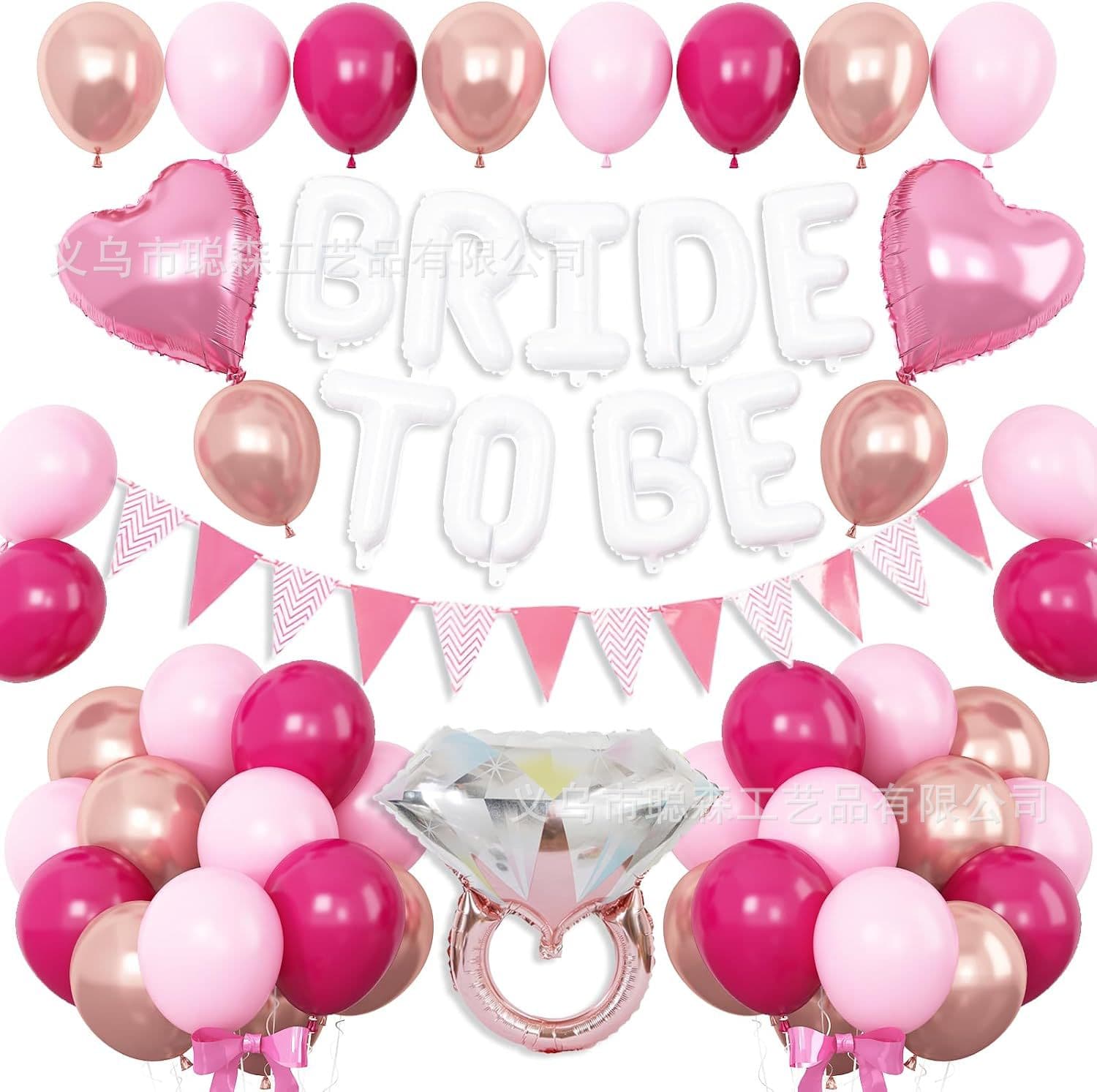 Cross-border 16-inch Bride to Be Letter Pennant Triangle Flag Heart Rhinestone Combination Balloon Wedding Party Decoration