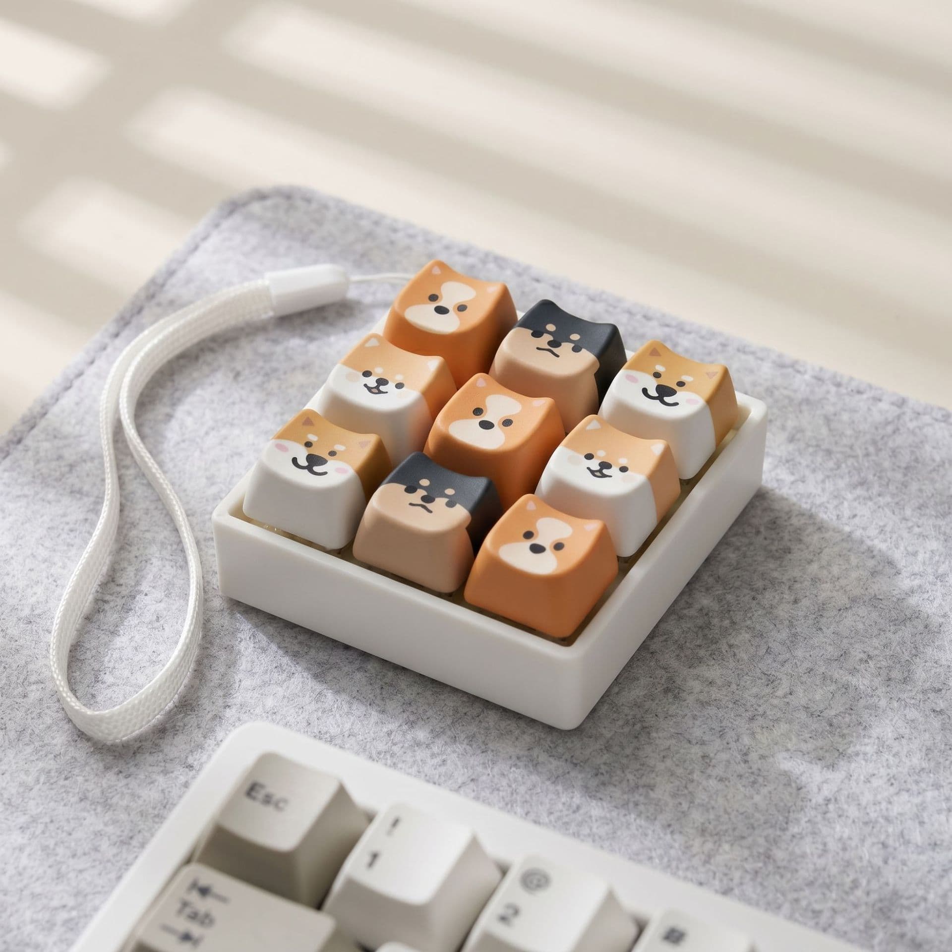Cross-Border Shiba Inu Dog Four-Grid Nine-Key Button Stress Relief Toy Keychain Finger Press Stress Relief Gadget Funny