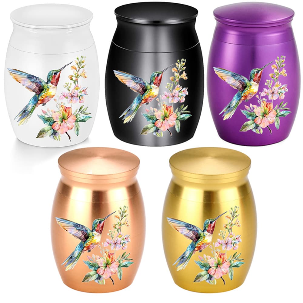 Amazon 40*30mm Aluminum Alloy Urn, Pet Cremation Jar, Colorful Peace Dove Commemorative Urn