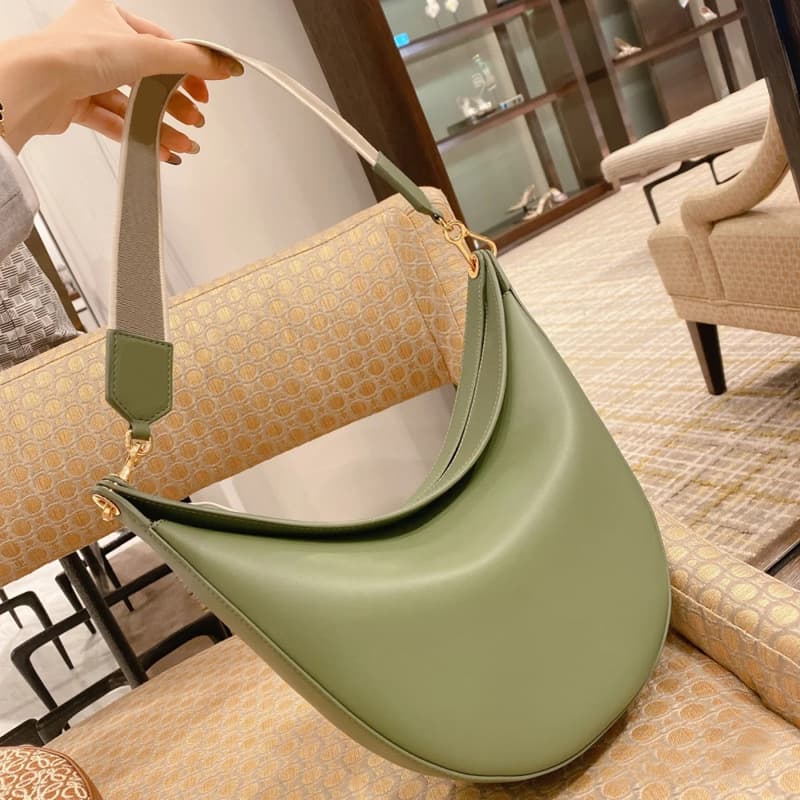 Moon Bag Crescent Bag Lunabag Underarm Bag Cowhide Single Shoulder Wide Strap Saddle Bag Genuine Leather Crescent Bag