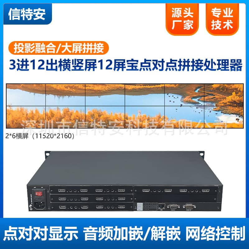 3-in 9/10/12-out Nine/Ten Multi-screen Hub Extender HDMI Video Point-to-Point Screen Splicing Processor 1*11