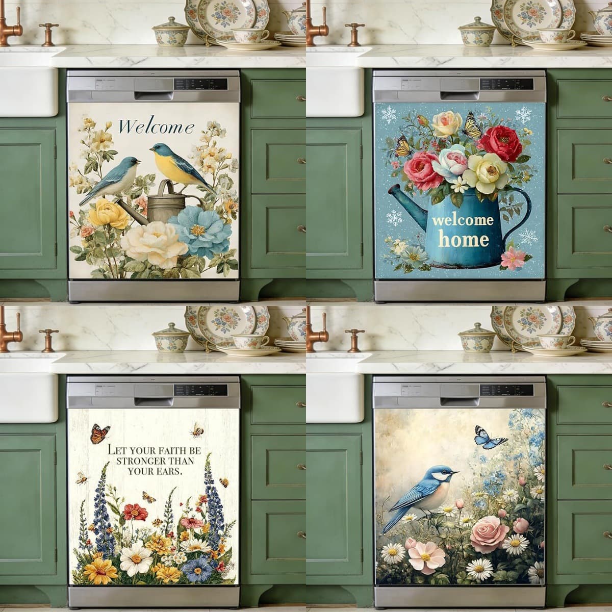 Spring Pastoral Country Home Decor Washing Machine Sticker Dishwasher Sticker Refrigerator Kitchen Decoration