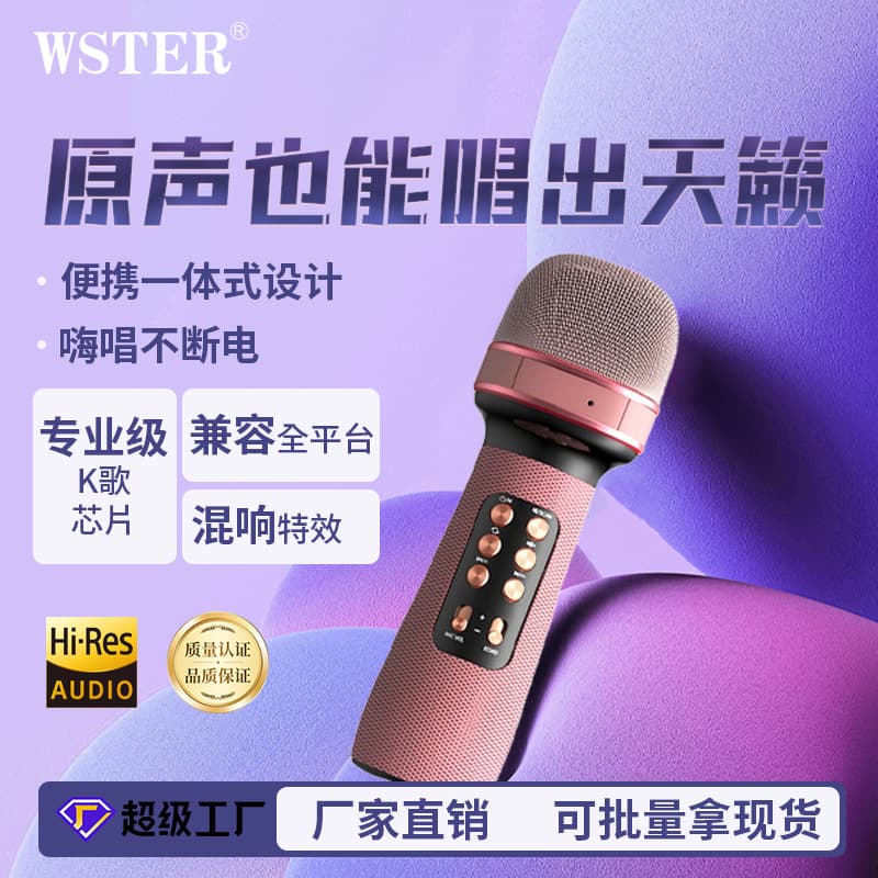 All-in-One Bluetooth Microphone Speaker for Universal Karaoke, Wireless Portable Handheld KTV Outdoor Singing Companion