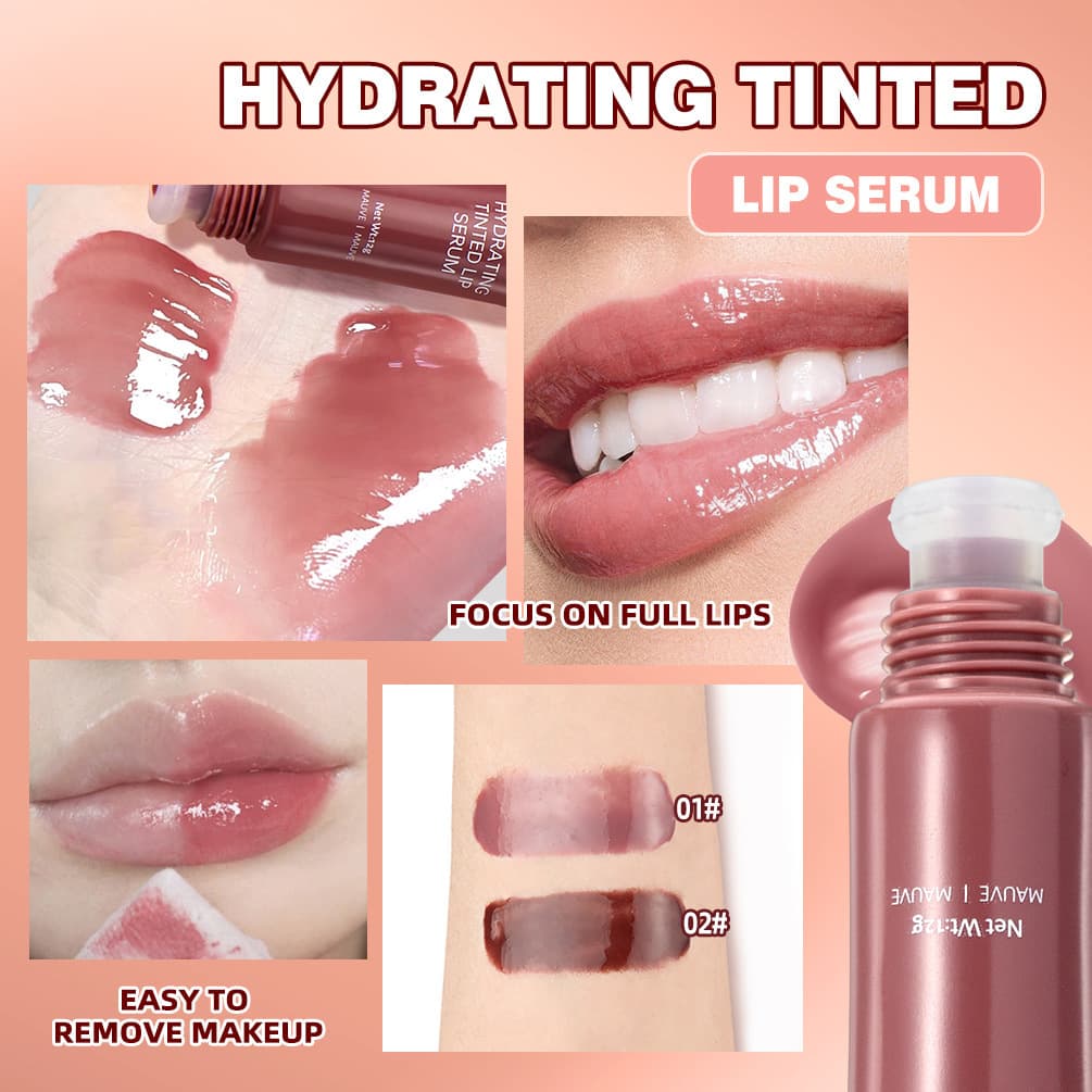 QIBEST Cross-border Colored Lip Gloss Liquid Hydrating Lightweight Shiny Moisturizing Lip Balm Water Gloss Lip Tint Nourishing Lip Milk