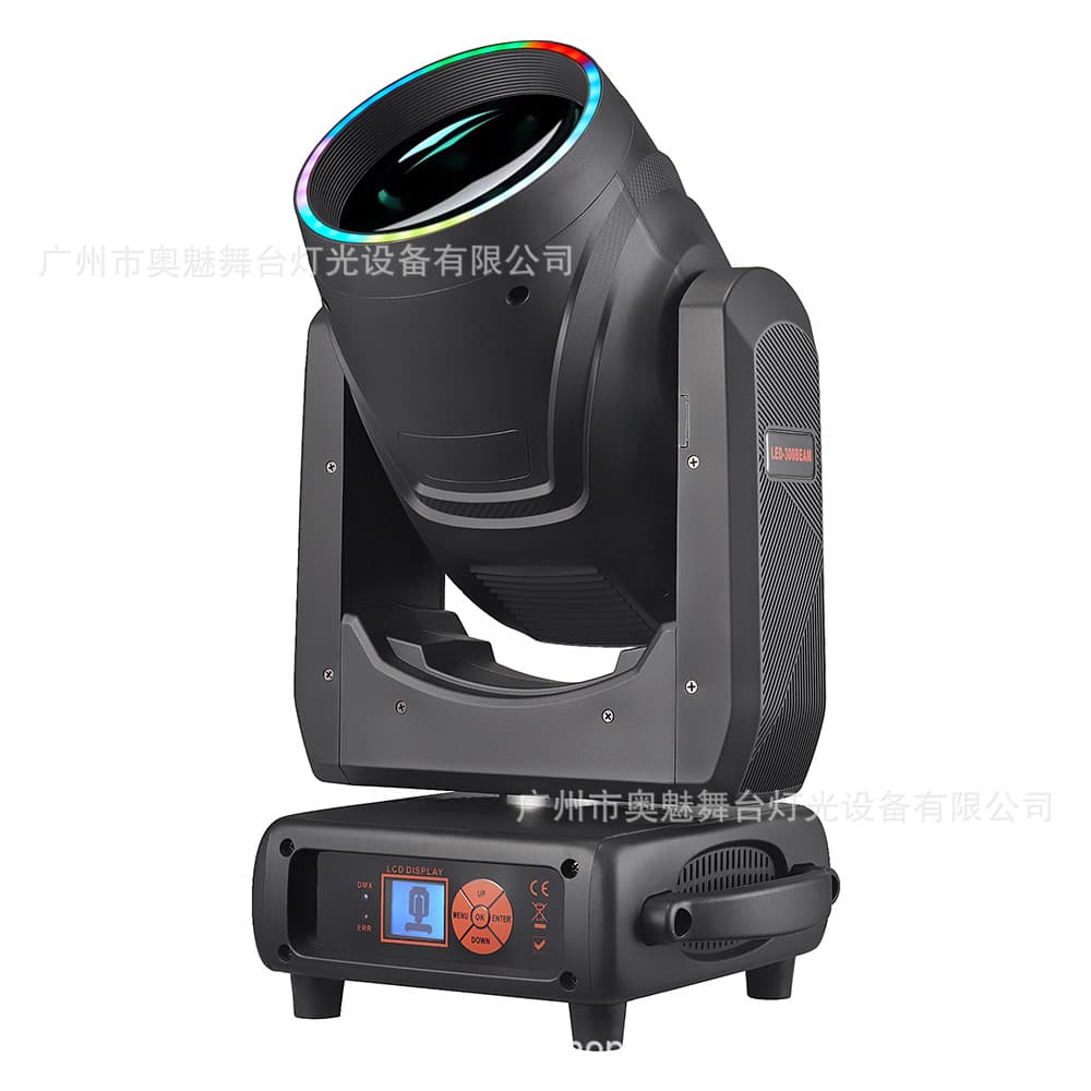 300W LED Moving Head Beam Light for Lounge, Banquet Hall Colorful Rotating Double Prism Stage Light with Aperture DJ
