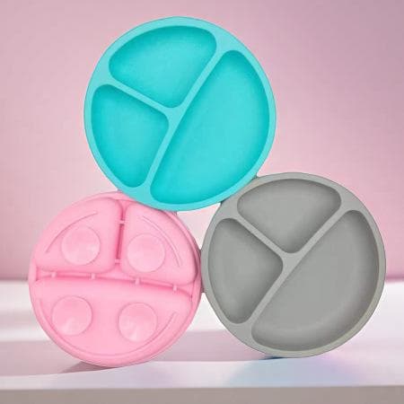 Cross-border popular silicone round dinner plate, baby food bowl, silicone suction cup bowl, food grade children's silicone dinner plate