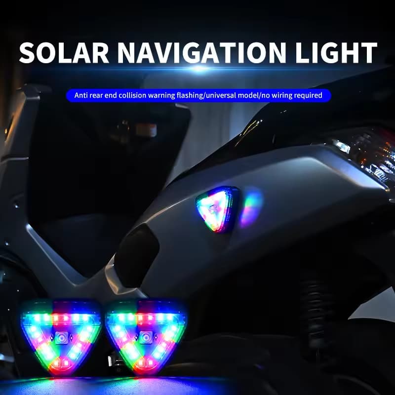 Cross-border new motorcycle solar pilot light LED wireless anti-rear collision flash light car warning cruise light