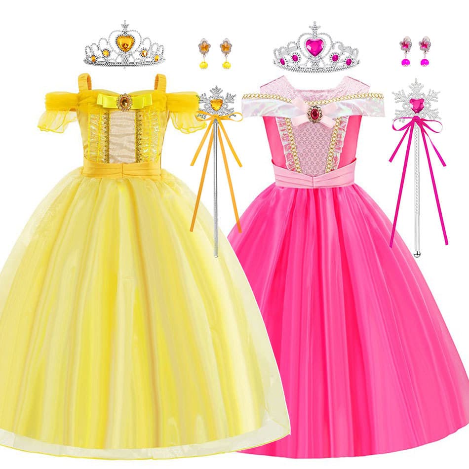 European and American Girls' Dress Aurora Princess Dress Christmas Sleeping Beauty Gown Children's Tulle Airo Puffy Performance