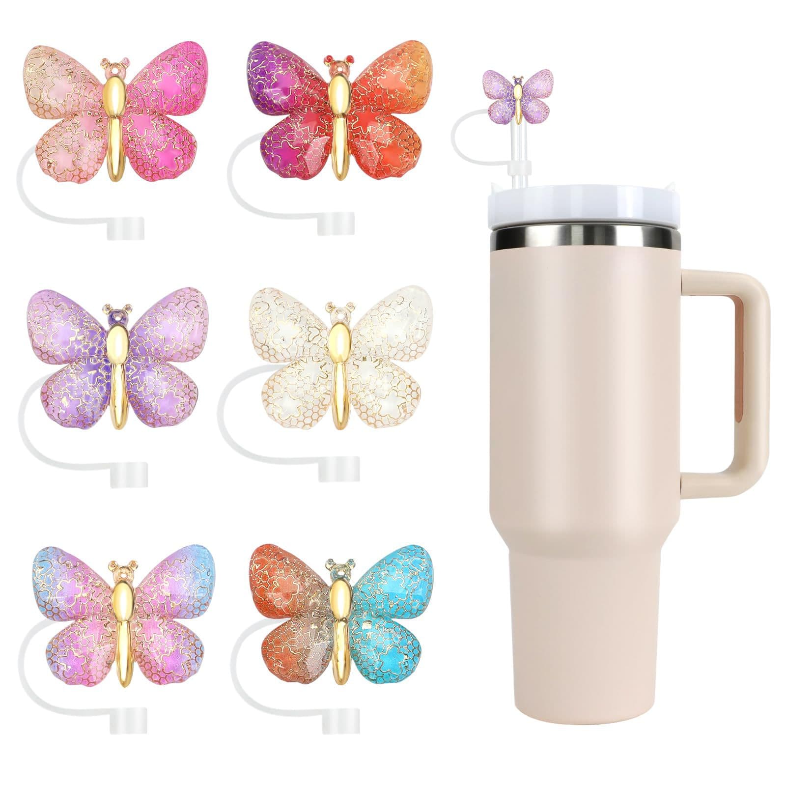 Stanley Straw Toppers 6-Pack Glitter Straw Covers for Stanley Cups Cute and Fun Straw Decorations