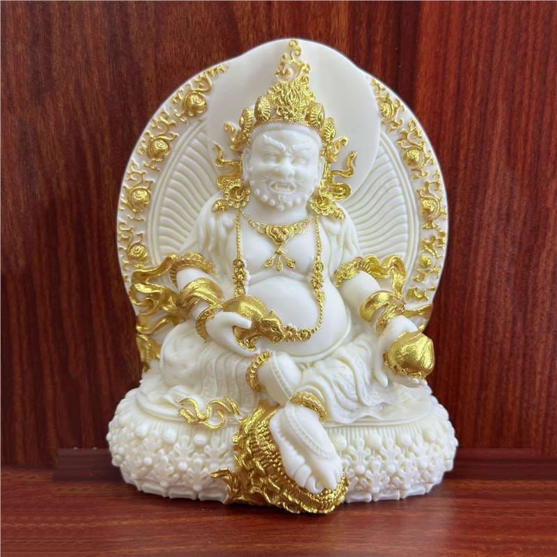 Ivory nut carved and gold-plated God of Wealth 13.6*11.5*5.5cm Home Living Room Desktop Decorative Craft Ornament