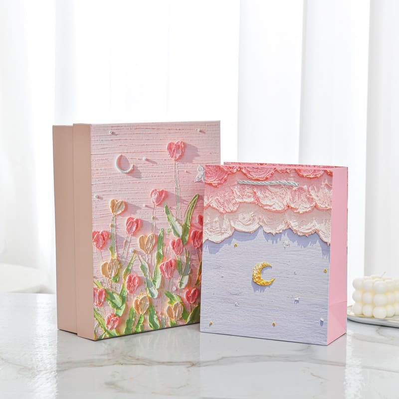 Fresh Oil Painting Gift Box Creative Gift Box Birthday Gift Box Student Gift Packaging Box Souvenir Empty Box In Stock