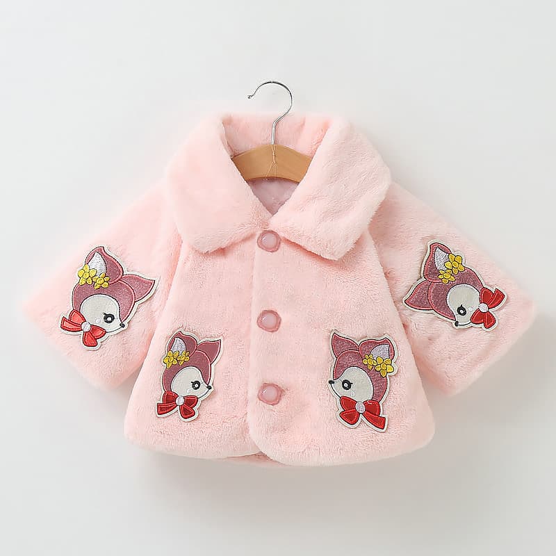 Girls Cape Poncho Baby Fleece-Lined Coat Thickened Winter Cape Top Fur Coat for Girls