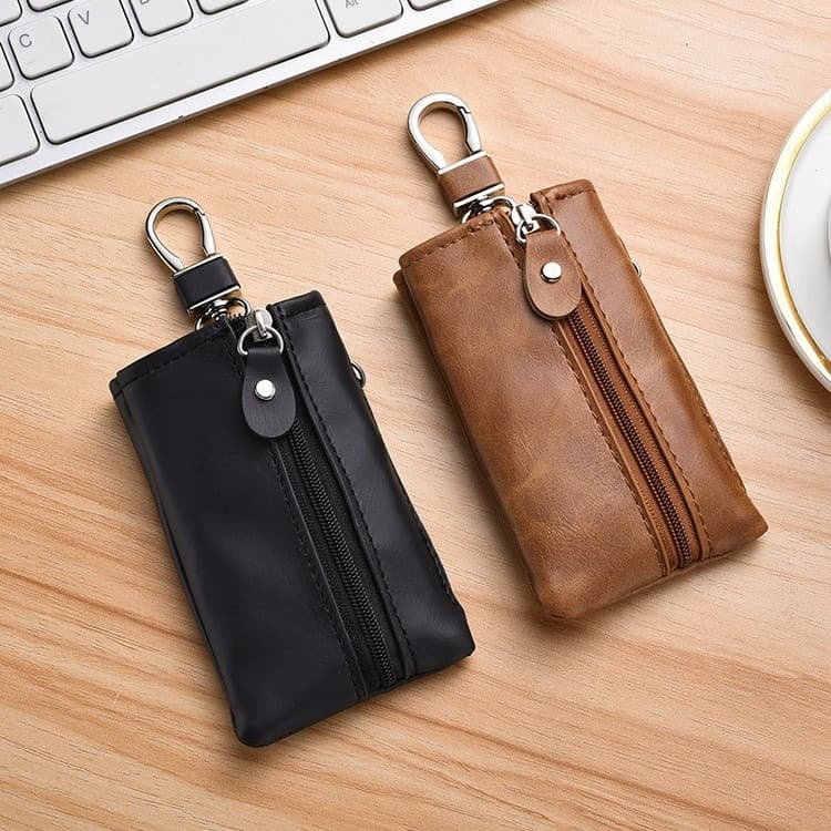 High-Quality Genuine Leather Texture Large Capacity Minimalist Key Holder 2-in-1 Multi-Functional Compact Key Organizer