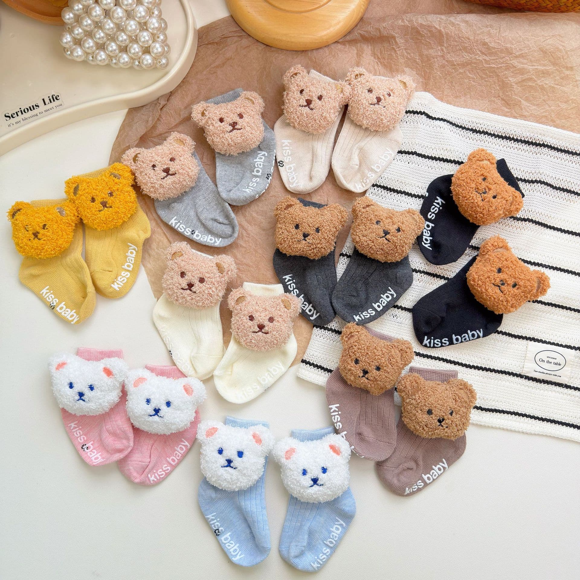 26 new ins style cartoon bear children's mid-tube socks dot socks three-dimensional cartoon doll cotton socks children's socks wholesale