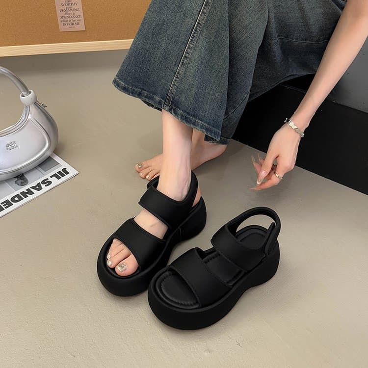 Soft Leather Version~7CM Raised Platform Sports Sandals for Women 2026 Summer Casual New Style Open-Toe Slippers for Women Outdoor Wear