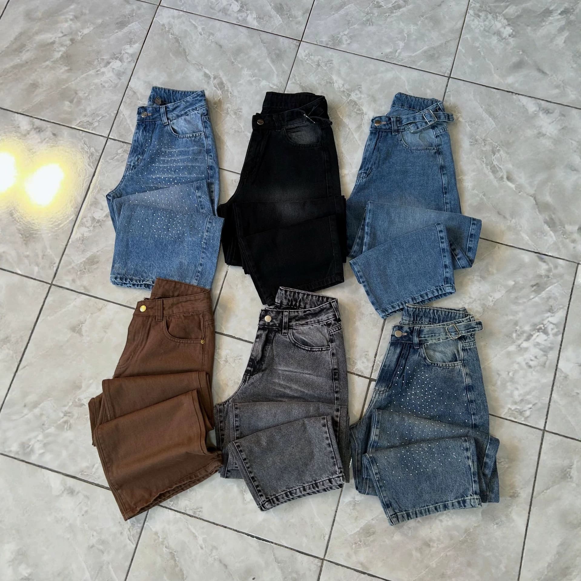 Ladies Jeans High Quality Women's High Waist Wide Leg Cargo Jeans