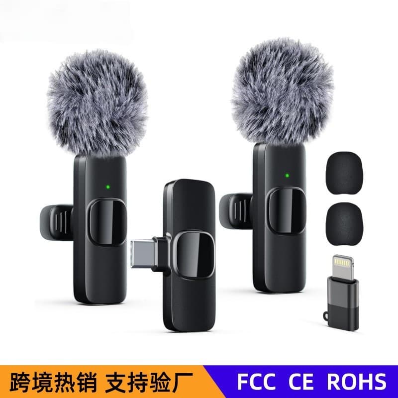 K9K8 Cross-Border Hot Selling Wireless Lapel Microphone for Mobile Phones, Live Streaming, Noise Reduction, Bluetooth, Mini Clip-On Mic