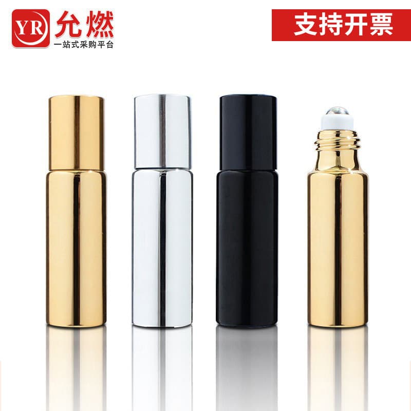 5ml Mini Electroplated Uv Glass Essential Oil Dispensing Bottle Cosmetic Rollerball Eye Cream Tube Light-avoiding