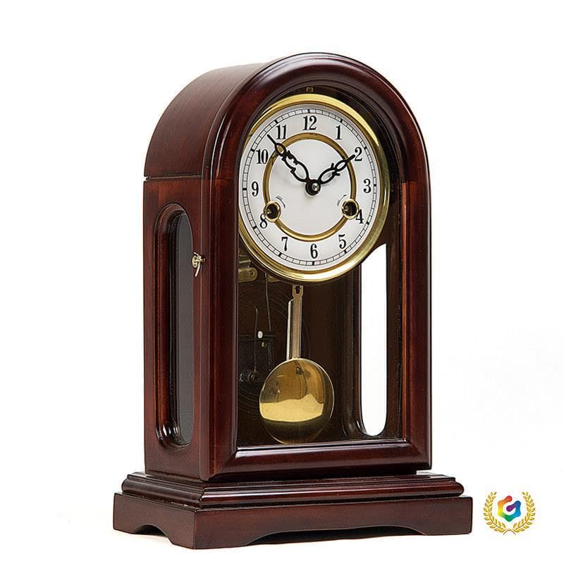 Pure copper movement mechanical desk clock living room old-fashioned solid wood dotted time pendulum clock winding chain clockwork retro desk clock