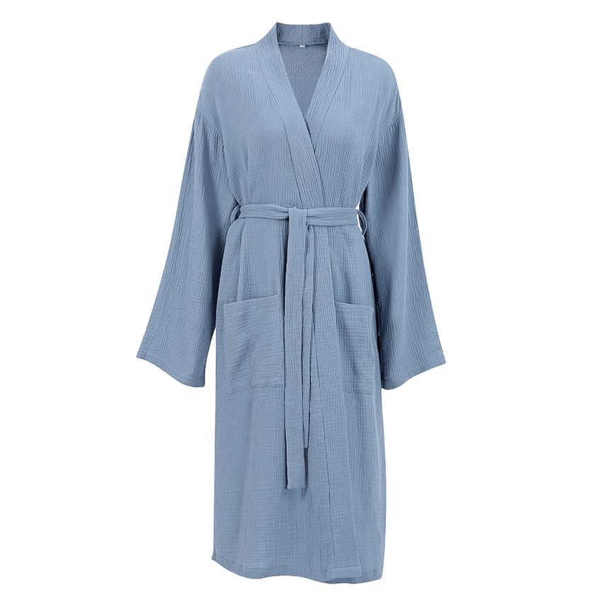 2026 European and American Fall New Long Sleeve Crepe Cotton Loose Bathrobe Cross-border Home Hotel Robe Loungewear