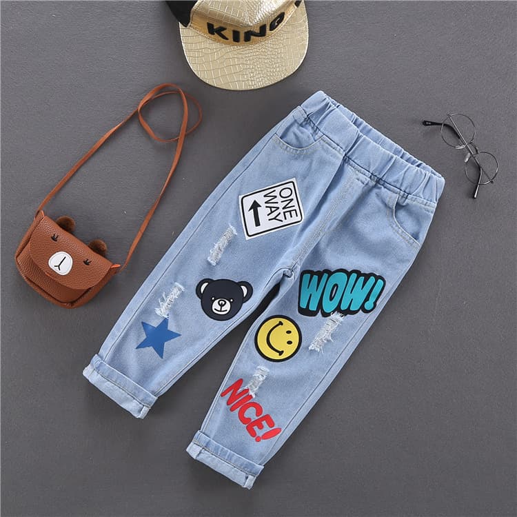 Hot-selling spring/autumn boys' denim long pants, children's clothing factory direct wholesale, baby jeans for spring and fall fashion