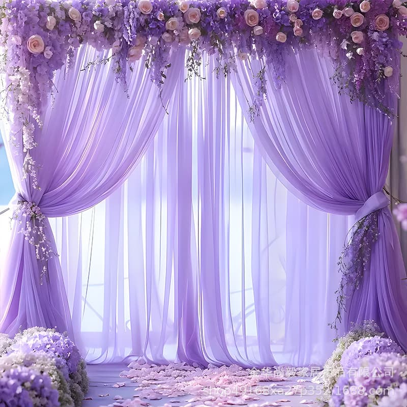 Cross-border sheer tulle background decoration transparent gauze curtain backdrop fabric for wedding event draping