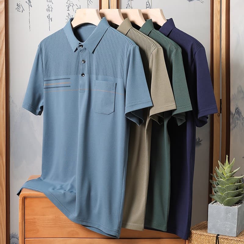 Summer loose men's short-sleeved casual lapel dad T-shirt bottoming shirt thin men's T-shirt POLO shirt