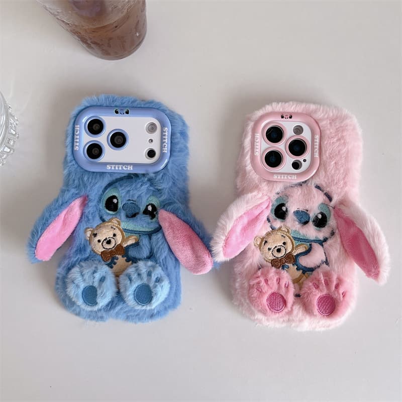 Cute plush Stitch 14 suitable for iPhone17promax Apple 16 mobile phone case 15 autumn and winter furry 13