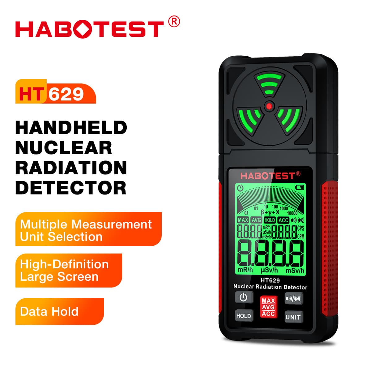 HABOTEST HT629 Nuclear Radiation Detector Electromagnetic Field Radiation Alarm Ionizing Radiation Detector